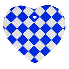 Blue White Diamonds Seamless Heart Ornament (two Sides) by Nexatart