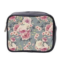 Pink Flower Seamless Design Floral Mini Toiletries Bag 2-side by Nexatart