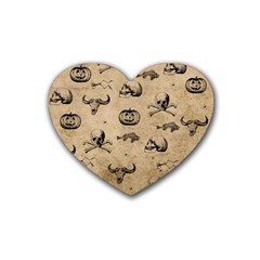 Vintage Halloween Pattern Rubber Coaster (heart)  by Valentinaart