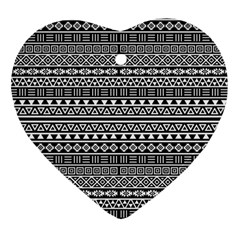 Aztec Influence Pattern Heart Ornament (two Sides) by ValentinaDesign