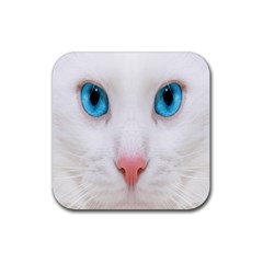 Beautiful White Face Cat Animals Blue Eye Rubber Coaster (square)  by Mariart