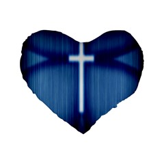 Blue Cross Christian Standard 16  Premium Flano Heart Shape Cushions