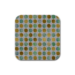 Green And Golden Dots Pattern                            Rubber Square Coaster (4 Pack by LalyLauraFLM