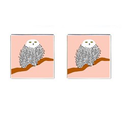 Animals Bird Owl Pink Polka Dots Cufflinks (square) by Mariart