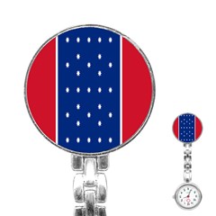 British American Flag Red Blue Star Stainless Steel Nurses Watch by Mariart