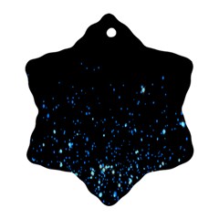 Blue Glowing Star Particle Random Motion Graphic Space Black Snowflake Ornament (two Sides) by Mariart