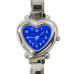 Dark Blue Stripes Seamless Heart Italian Charm Watch by Mariart