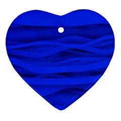 Dark Blue Stripes Seamless Heart Ornament (two Sides)