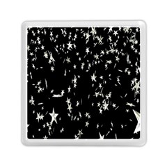 Falling Spinning Silver Stars Space White Black Memory Card Reader (square) 