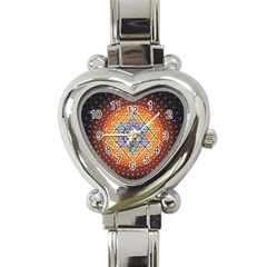 Cosmik Triangle Space Rainbow Light Blue Gold Orange Heart Italian Charm Watch