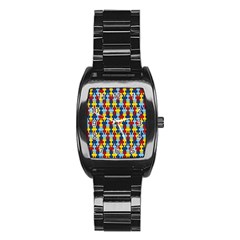 Fuzzle Red Blue Yellow Colorful Stainless Steel Barrel Watch