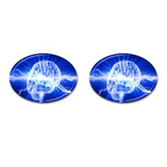 Lightning Brain Blue Cufflinks (oval) by Mariart