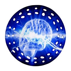 Lightning Brain Blue Ornament (round Filigree) by Mariart