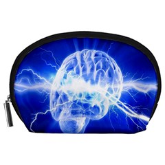 Lightning Brain Blue Accessory Pouches (large)  by Mariart