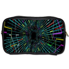 Colorful Geometric Electrical Line Block Grid Zooming Movement Toiletries Bags