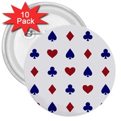 Playing Cards Hearts Diamonds 3  Buttons (10 Pack) 