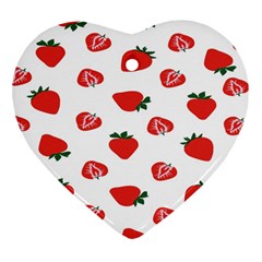 Red Fruit Strawberry Pattern Heart Ornament (two Sides)
