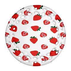 Red Fruit Strawberry Pattern Ornament (round Filigree)