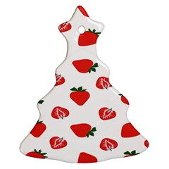 Red Fruit Strawberry Pattern Christmas Tree Ornament (two Sides)