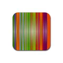 Rainbow Stripes Vertical Colorful Bright Rubber Coaster (square) 