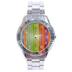 Rainbow Stripes Vertical Colorful Bright Stainless Steel Analogue Watch