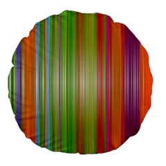 Rainbow Stripes Vertical Colorful Bright Large 18  Premium Flano Round Cushions by Mariart