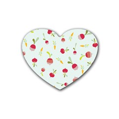 Root Vegetables Pattern Carrots Heart Coaster (4 Pack) 