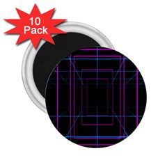 Retro Neon Grid Squares And Circle Pop Loop Motion Background Plaid Purple 2 25  Magnets (10 Pack) 