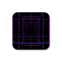 Retro Neon Grid Squares And Circle Pop Loop Motion Background Plaid Purple Rubber Coaster (square)  by Mariart