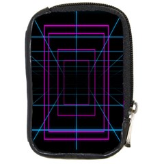 Retro Neon Grid Squares And Circle Pop Loop Motion Background Plaid Purple Compact Camera Cases by Mariart