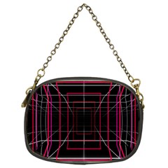 Retro Neon Grid Squares And Circle Pop Loop Motion Background Plaid Chain Purses (two Sides) 