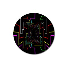 Seamless 3d Animation Digital Futuristic Tunnel Path Color Changing Geometric Electrical Line Zoomin Magnet 3  (round) by Mariart