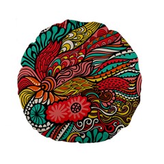 Seamless Texture Abstract Flowers Endless Background Ethnic Sea Art Standard 15  Premium Flano Round Cushions