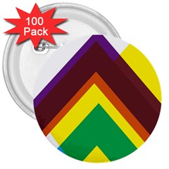 Triangle Chevron Rainbow Web Geeks 3  Buttons (100 Pack)  by Mariart