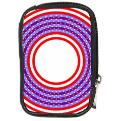 Stars Stripes Circle Red Blue Space Round Compact Camera Cases