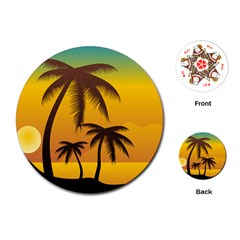Sunset Summer Playing Cards (round)  by Mariart
