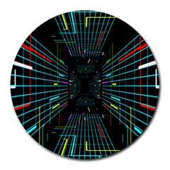 Seamless 3d Animation Digital Futuristic Tunnel Path Color Changing Geometric Electrical Line Zoomin Round Mousepads