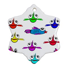 Fish Swim Cartoon Funny Cute Snowflake Ornament (two Sides) by Nexatart