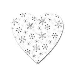 Black Holiday Snowflakes Heart Magnet