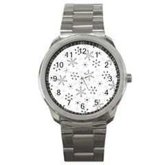 Black Holiday Snowflakes Sport Metal Watch by Mariart