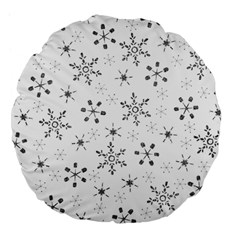 Black Holiday Snowflakes Large 18  Premium Flano Round Cushions
