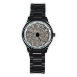 Black Hole Blue Space Galaxy Star Light Stainless Steel Round Watch Front