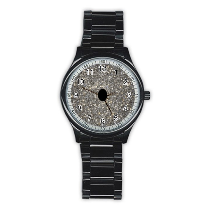 Black Hole Blue Space Galaxy Star Light Stainless Steel Round Watch