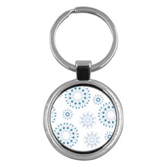 Blue Winter Snowflakes Star Triangle Key Chains (round) 