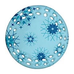 Blue Winter Snowflakes Star Ornament (round Filigree)