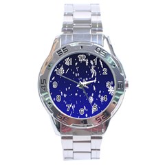 Blue Sky Christmas Snowflake Stainless Steel Analogue Watch