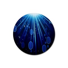 Blue Rays Light Stars Space Rubber Round Coaster (4 Pack) 