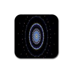 Colorful Hypnotic Circular Rings Space Rubber Square Coaster (4 Pack)  by Mariart