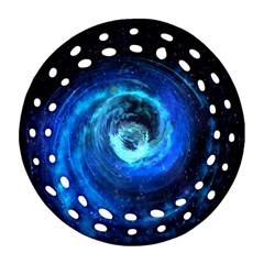 Blue Black Hole Galaxy Round Filigree Ornament (two Sides) by Mariart