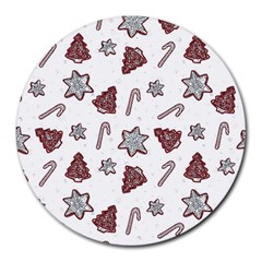 Ginger Cookies Christmas Pattern Round Mousepads by Valentinaart